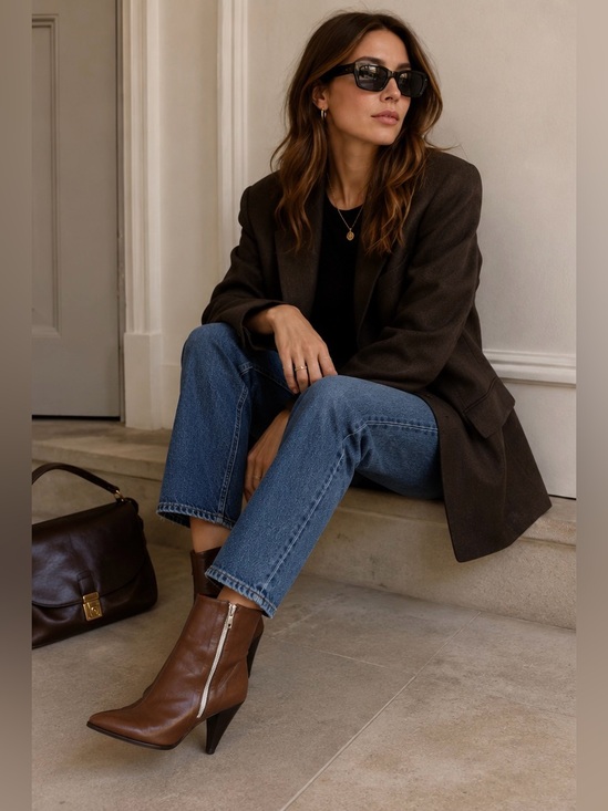 Donald J. Pliner Shoes - Donald J Pliner Italy Brown Leather Ankle Boots Y2K Pointed Toe 9M